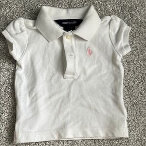 White Polo Top with Pink Horse logo